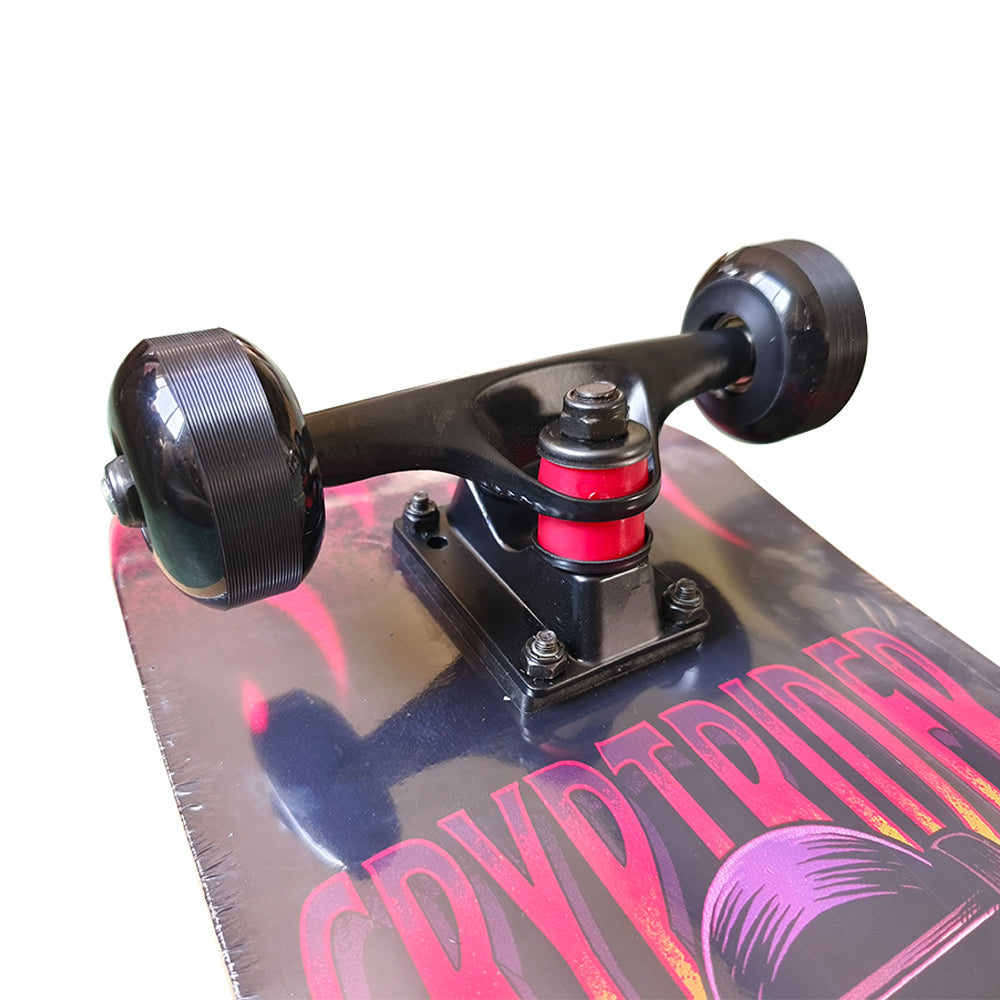 CRYPTRIDER Reaper Skateboard. 31 x 8 inches (80x20 cm) Deck, 7-Ply North Eastern Maple, Double Kick, 53x31 mm 95A PU Wheels, ABEC7 Bearings, Riser Pads, 5" Reinforced Aluminum Trucks. Skull.