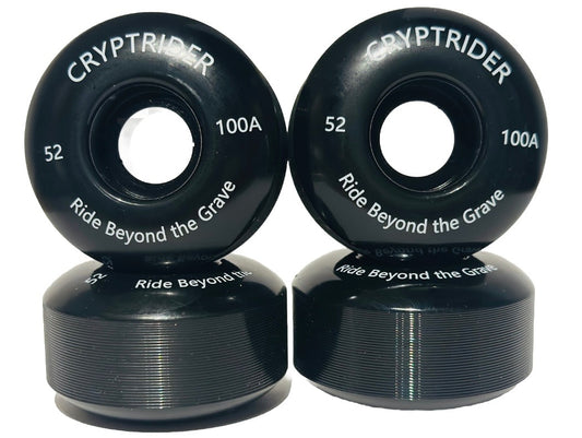 CRYPTRIDER Skateboard Wheels, 52 x 30 mm, 100A PU, Set of 4, Black