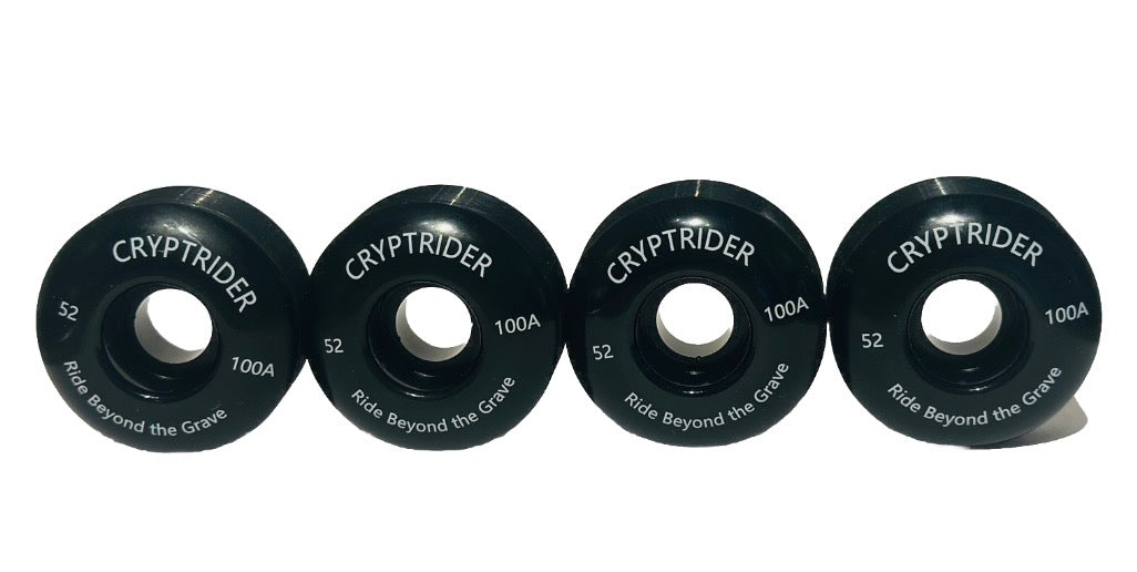 CRYPTRIDER Skateboard Wheels, 52 x 30 mm, 100A PU, Set of 4, Black