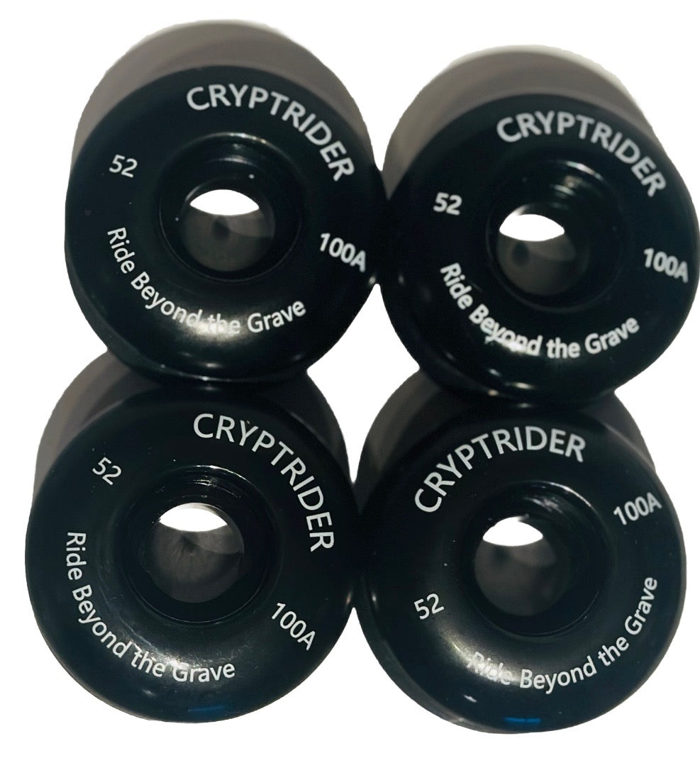 CRYPTRIDER Skateboard Wheels, 52 x 30 mm, 100A PU, Set of 4, Black